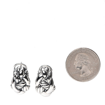 David Yurman Sterling Silver Diamond Woven Cable Earrings 2 of 4