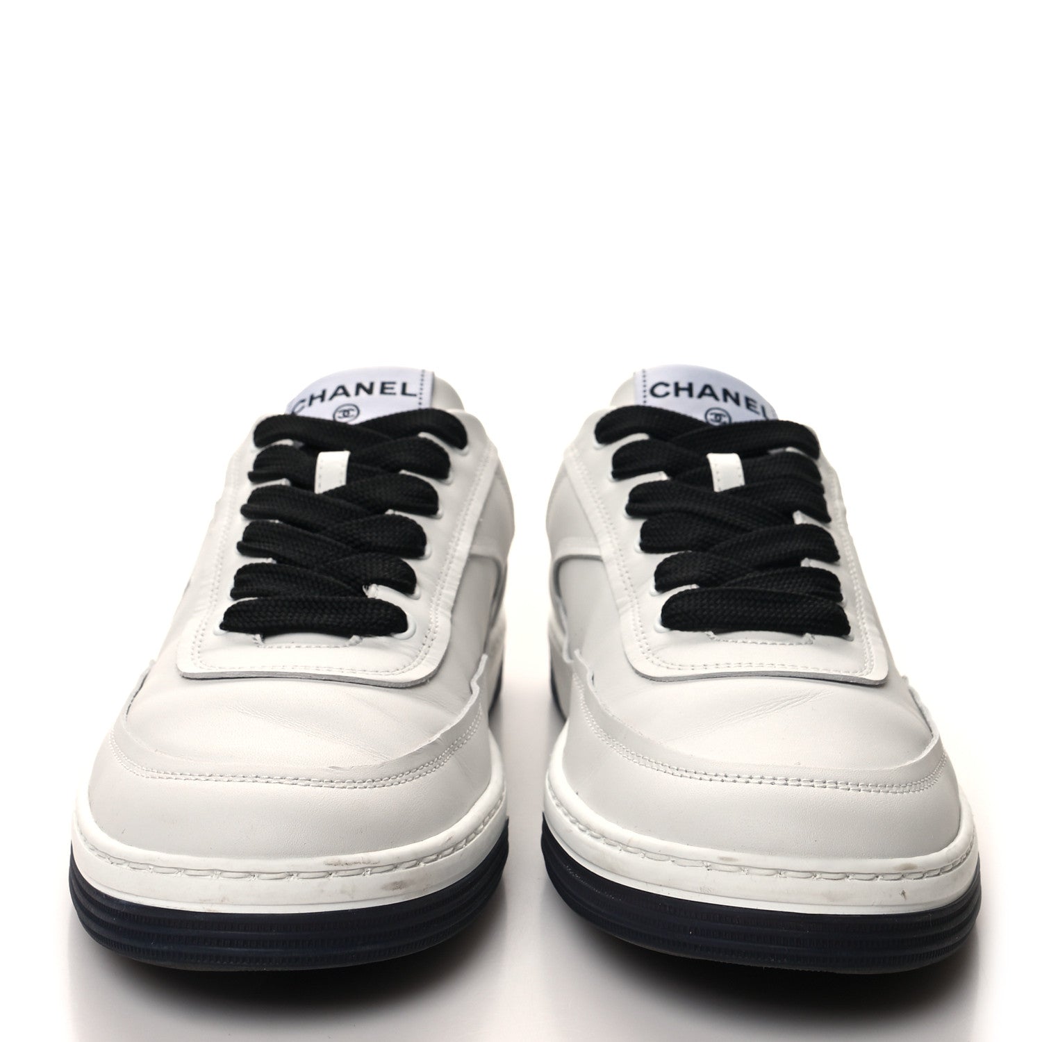 Chanel Calfskin CC Womens Sneakers 38 White Black 2 of 9