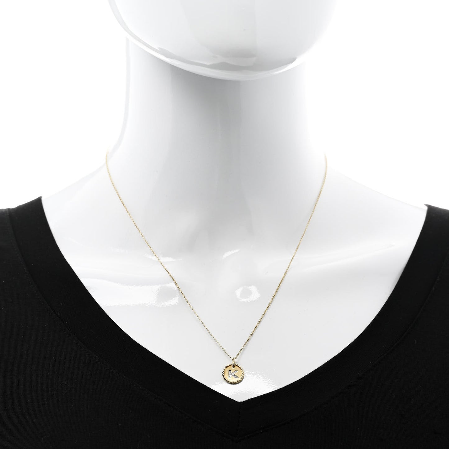 18K Yellow Gold Diamond Initial K Charm Pendant Necklace