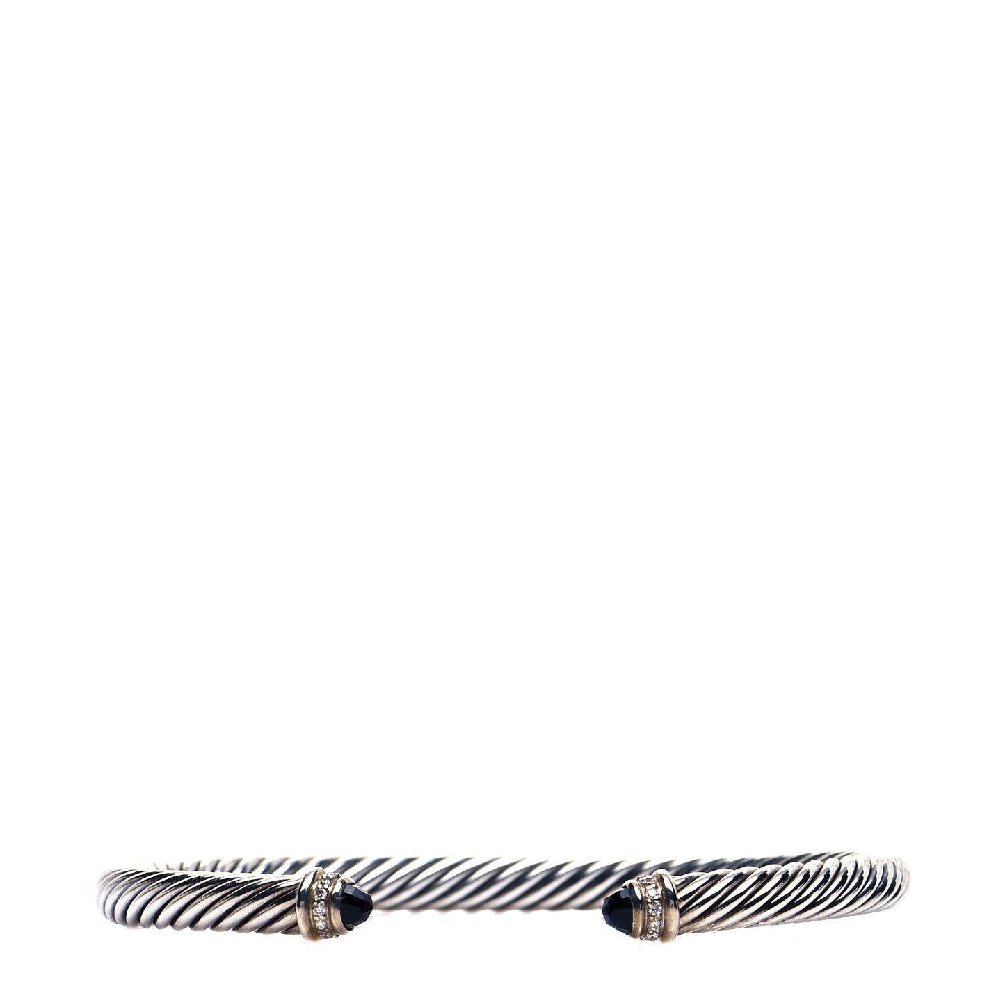 Sterling Silver Diamond Black Onyx 5mm Cable Classics Bracelet