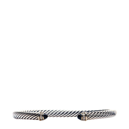 David Yurman Sterling Silver Diamond Black Onyx 5mm Cable Classics Bracelet 1 of 5