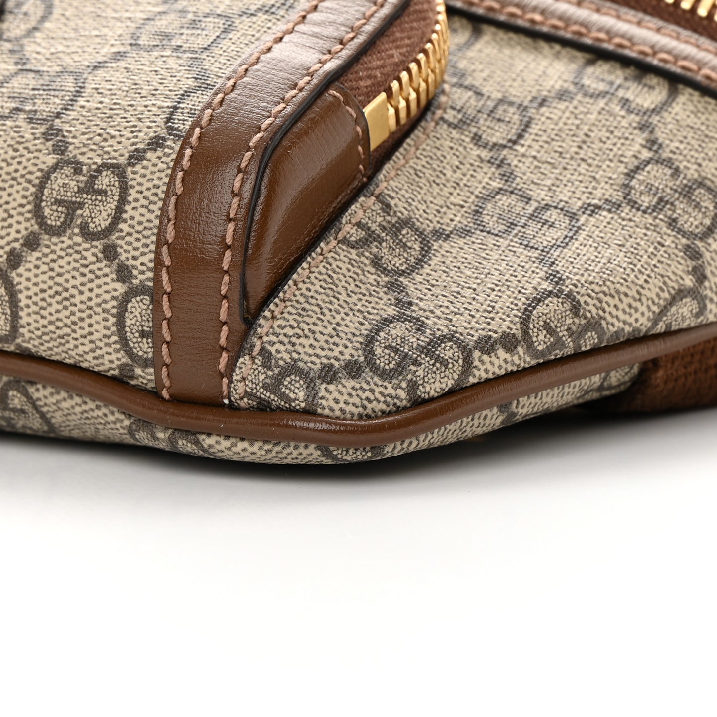 GG Supreme Monogram Textured Calfskin Retro Interlocking G Belt Bag Beige Ebony Brown Sugar