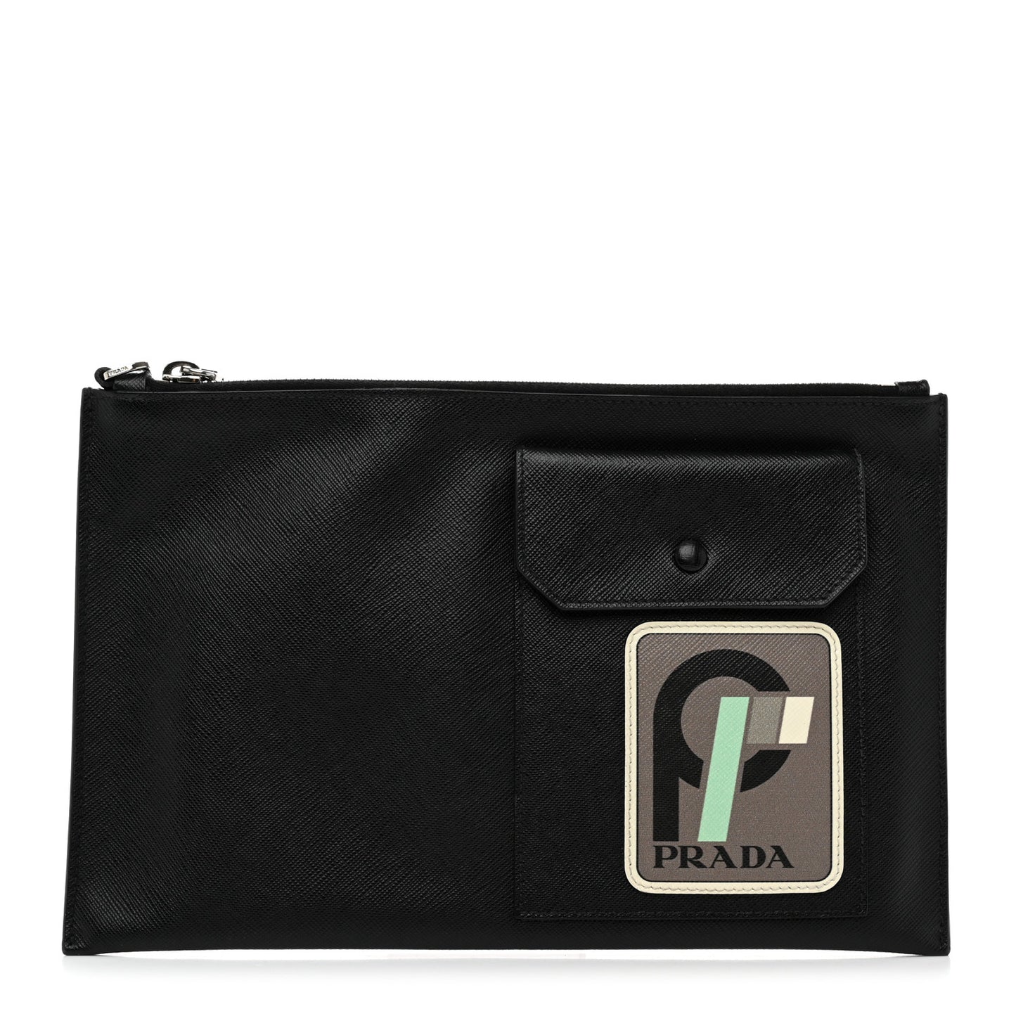Saffiano Patch Portfolio Case Black