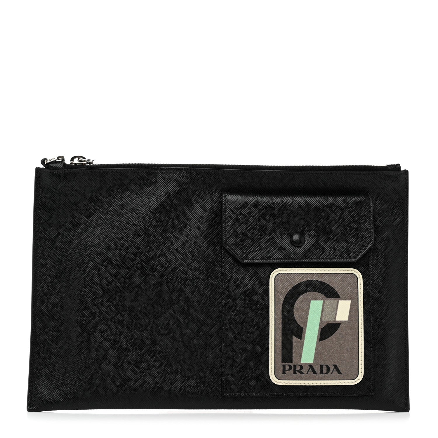 Prada Saffiano Patch Portfolio Case Black 1 of 8