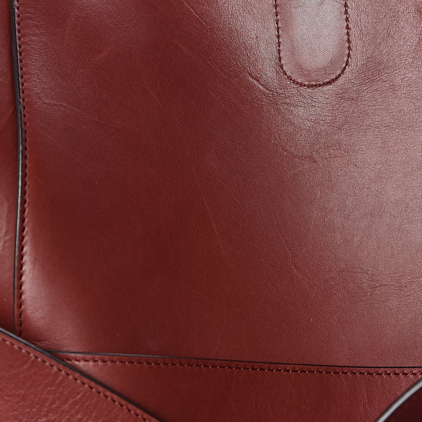 Natural Calfskin Sangle Bucket Bag Red Wood