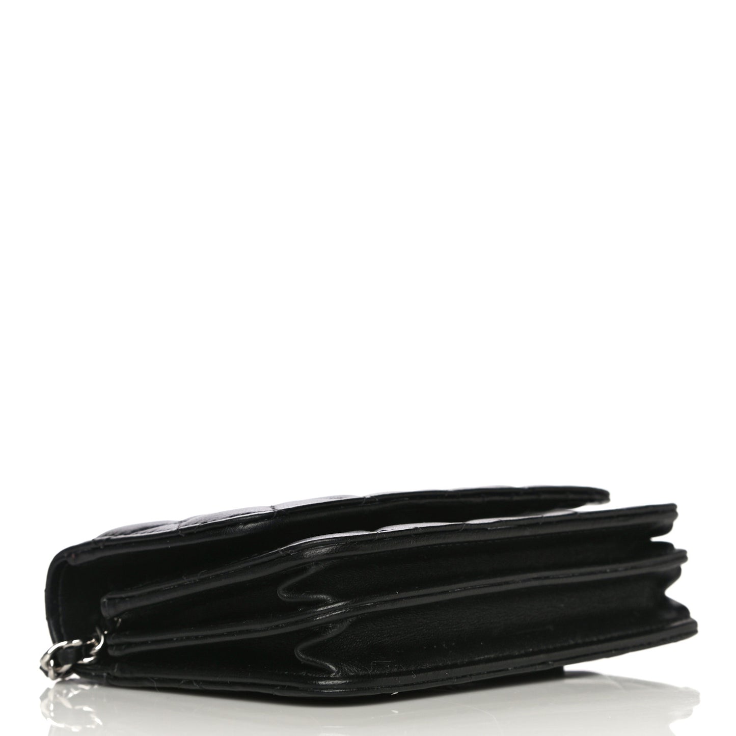 Lambskin Quilted Mini Wallet On Chain WOC Black