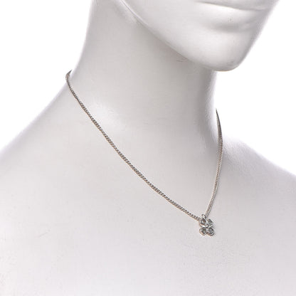 Chanel Gripoix Poured Glass Four Leaf Clover Pendant Necklace Silver 2 of 5