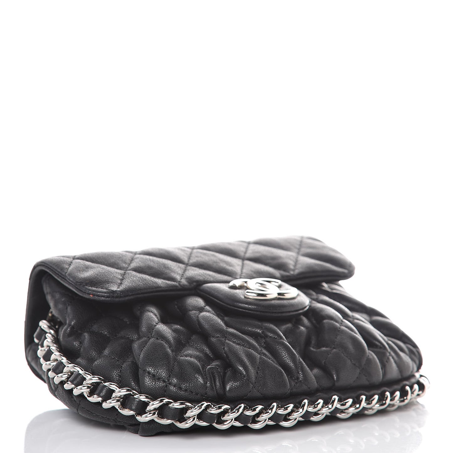 Washed Lambskin Mini Chain Around Messenger Black
