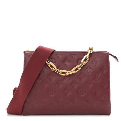 Louis Vuitton Lambskin Embossed Monogram Coussin PM Wine 1 of 10