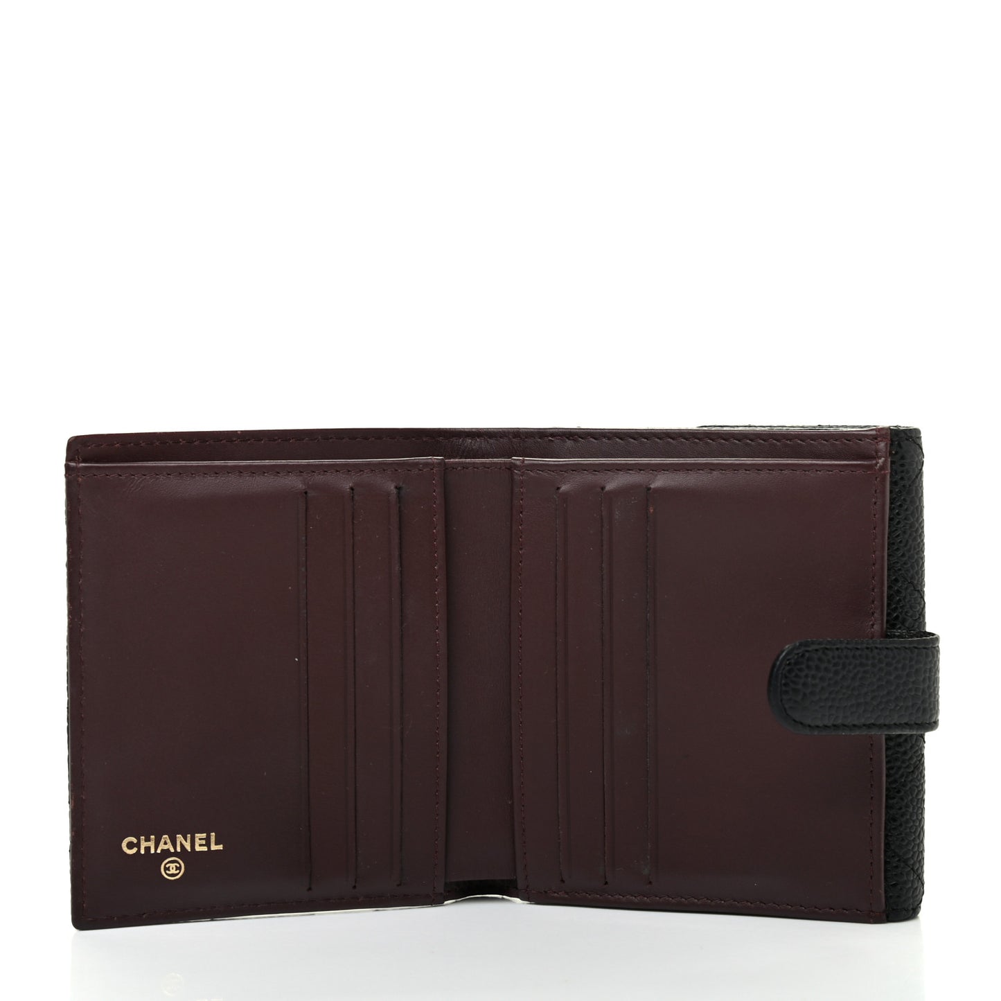 Caviar Quilted Compact French Flap Wallet Black