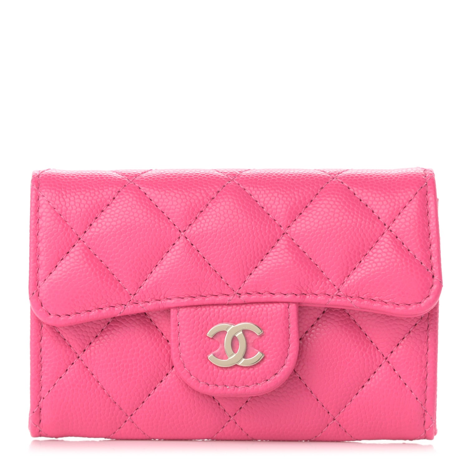 Chanel Caviar Quilted Flap Card Holder Wallet Pink 1 of 9