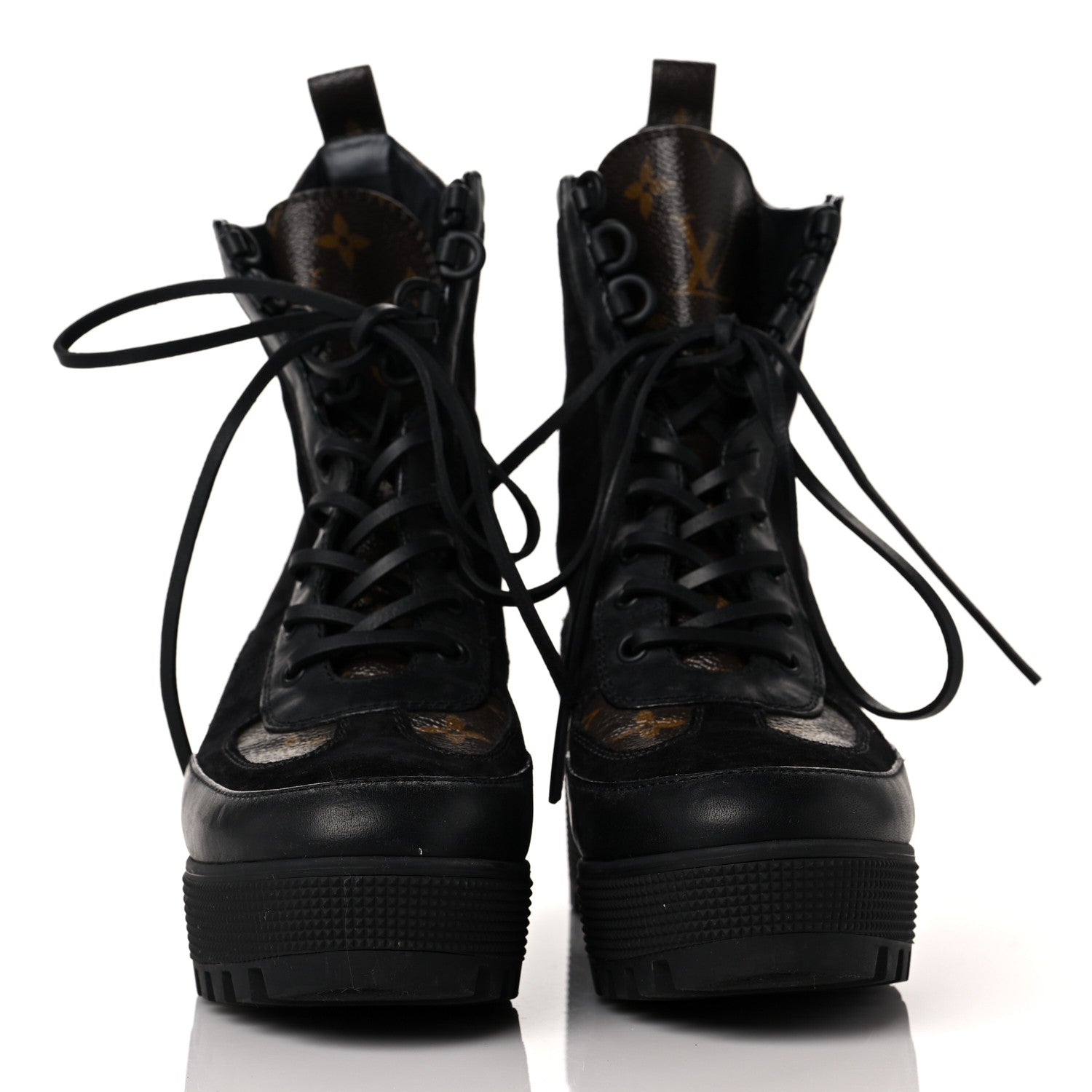 Louis Vuitton Suede Calfskin Monogram Laureate Platform Desert Boots 38 Black 2 of 8