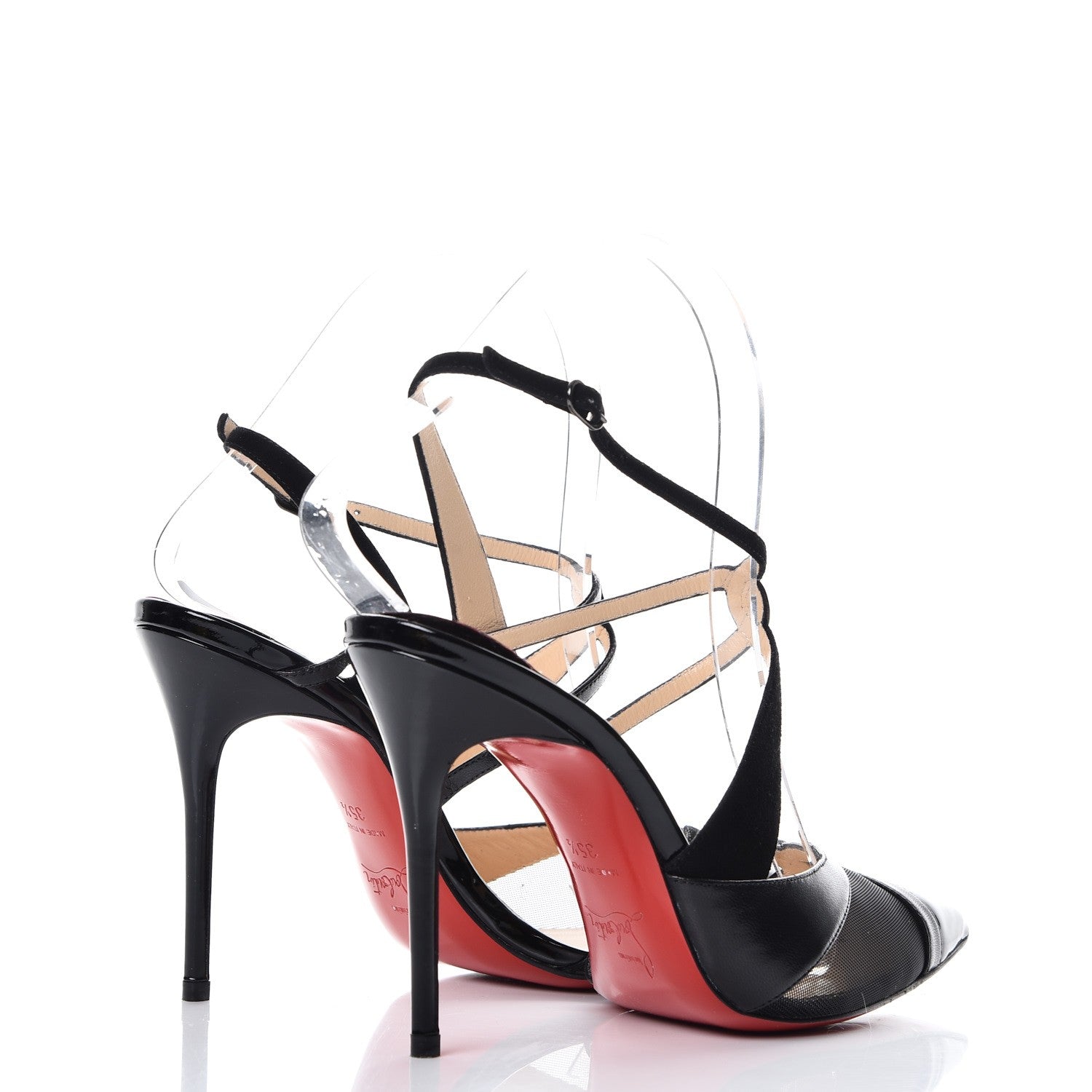 Christian Louboutin Patent Kid Suede Mesh Evoluta 100 Pumps 35.5 Black 4 of 8