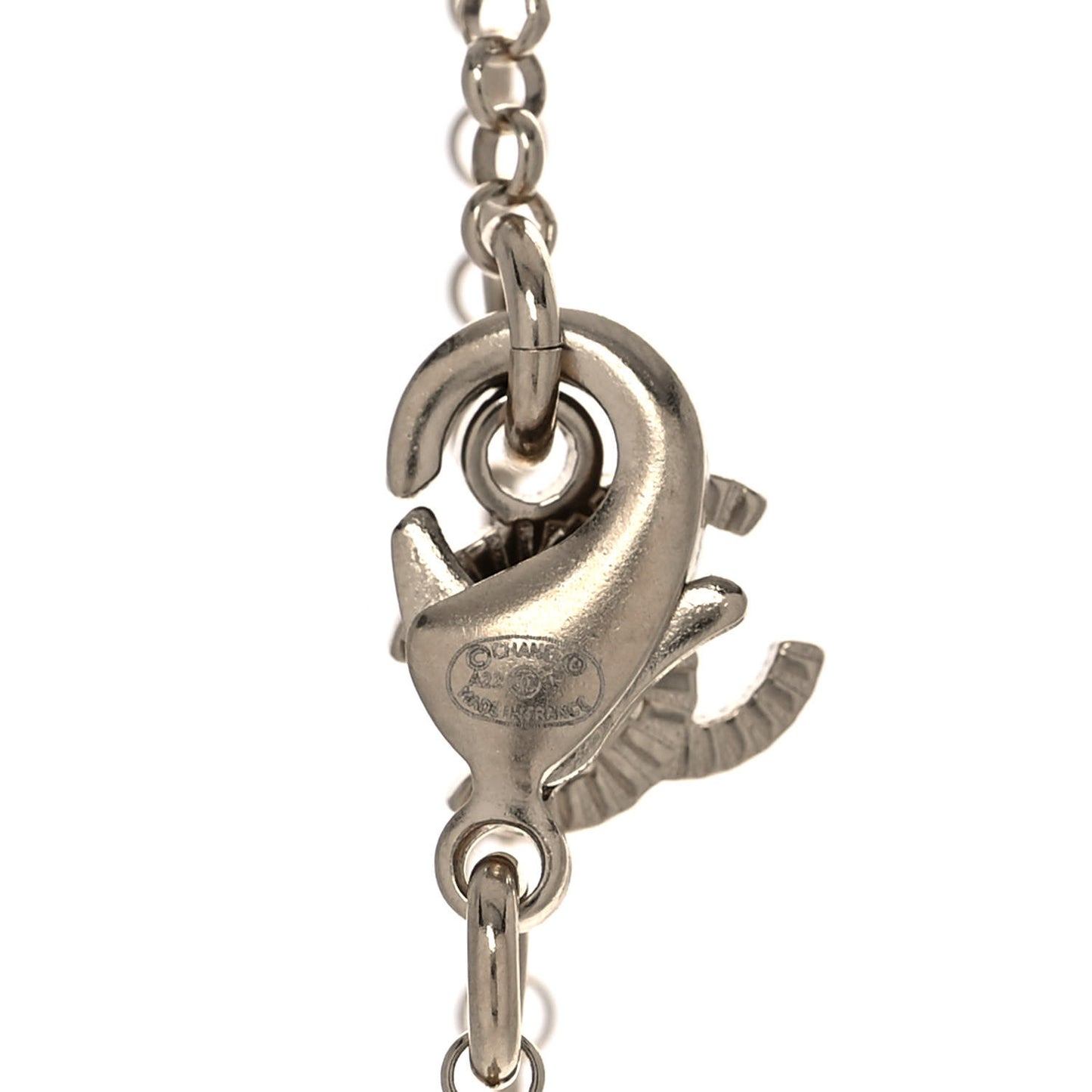 Resin Crystal CC Heart Necklace Pearly White Gold