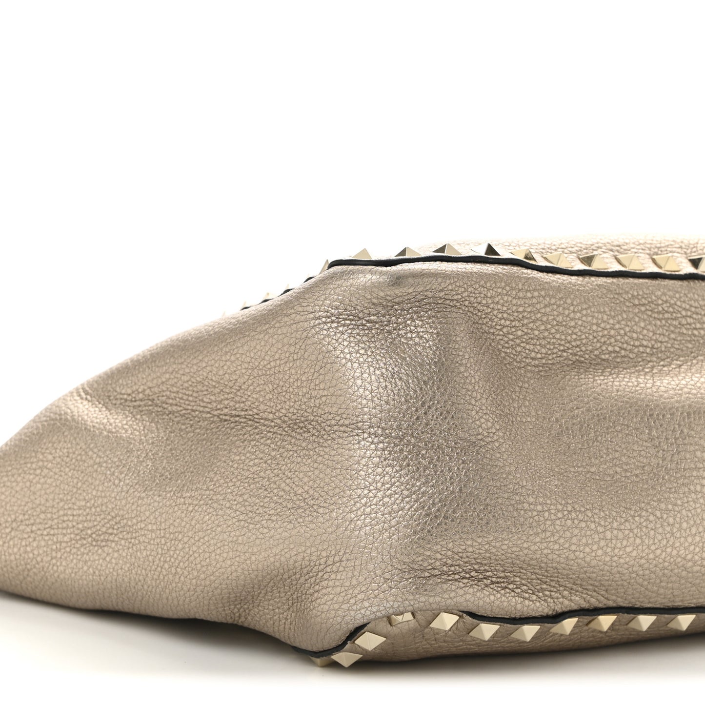 Metallic Grained Calfskin Medium Rockstud Reversible Tote Skin Sasso