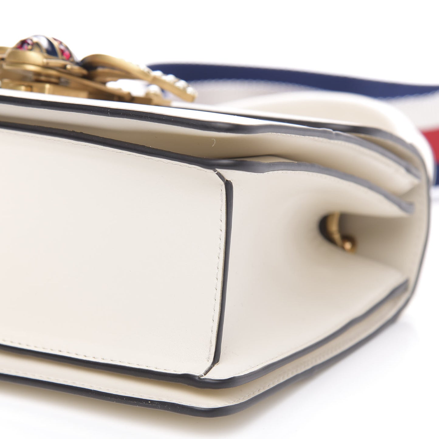 Calfskin Sylvie Web Small Queen Margaret Top Handle Bag White
