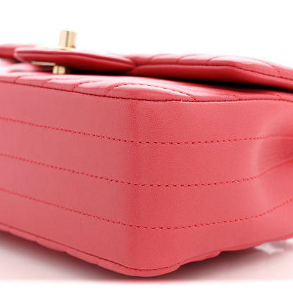 Chanel Lambskin Chevron Quilted Mini Rectangular Flap Dark Pink 9 of 9