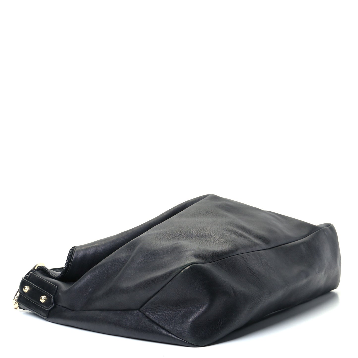 Calfskin Large Horsebit Chain Hobo Black