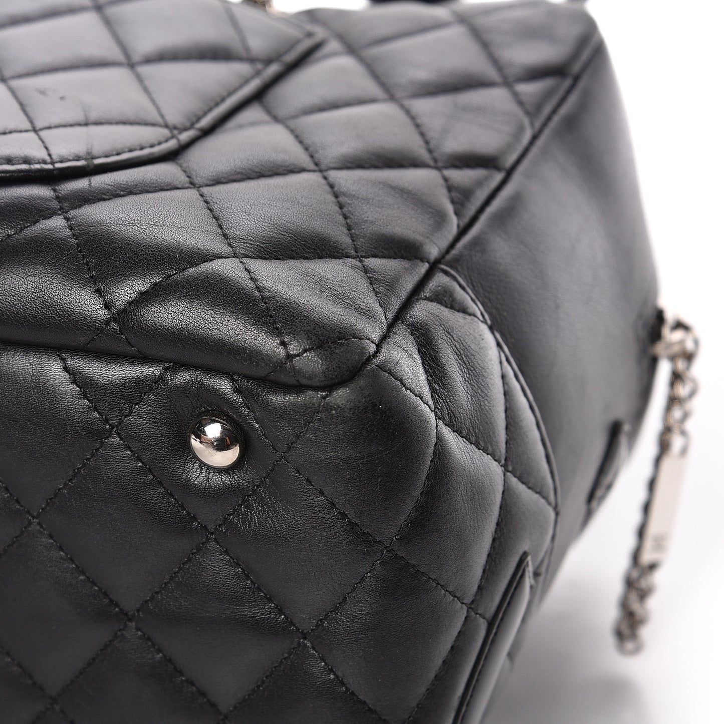 Calfskin Quilted Large Cambon Bowler Black