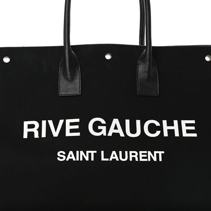 Saint Laurent Linen Calfskin Rive Gauche Tote Black 13 of 21