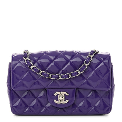Chanel Patent Quilted Mini Rectangular Flap Purple 1 of 11