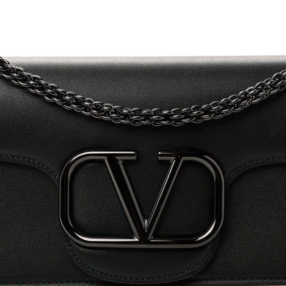 Valentino Garavani Calfskin Monochrome Vlogo Loco Shoulder Bag Black 8 of 10