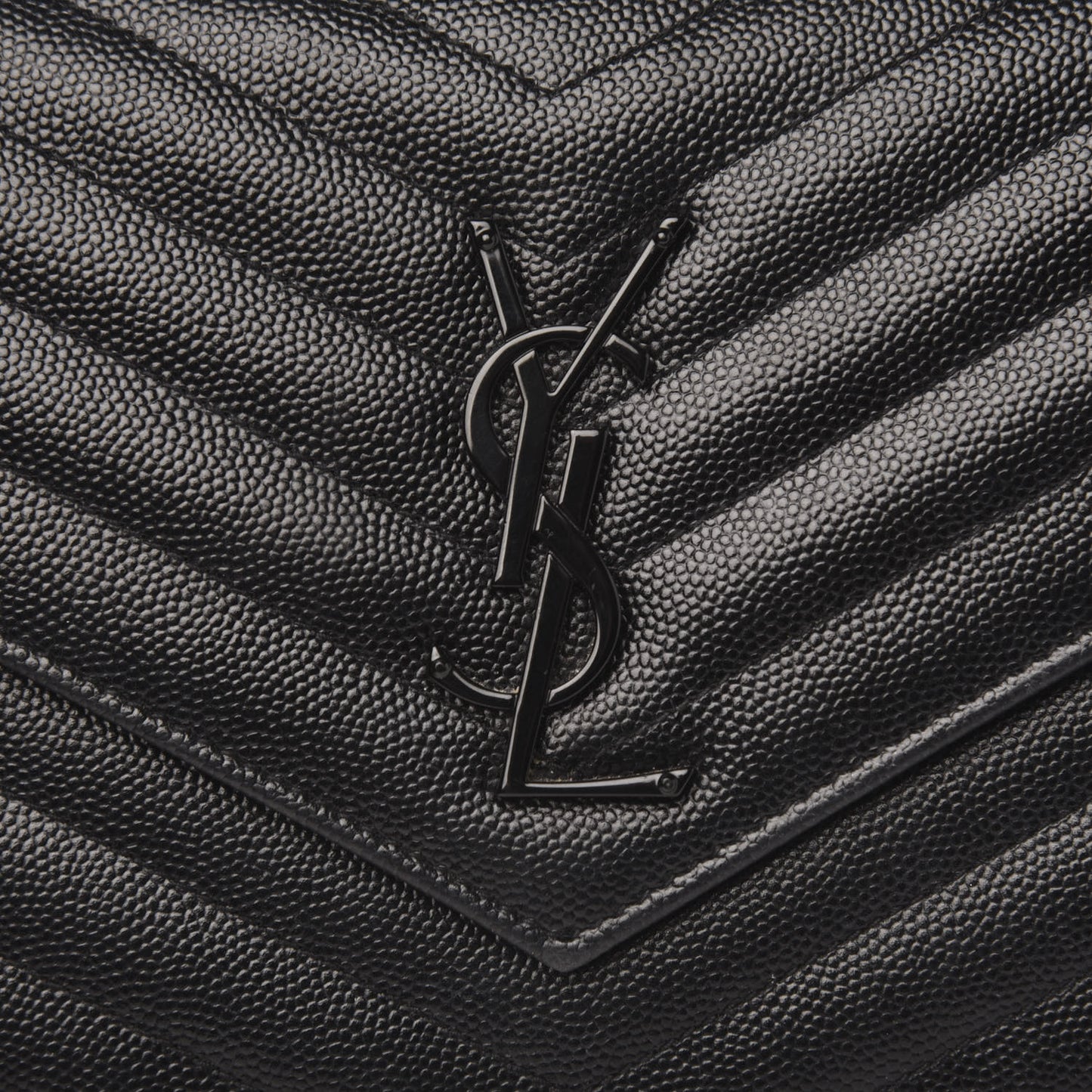 Grain De Poudre Matelasse Chevron Monogram Chain Wallet Black