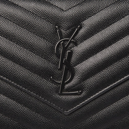Saint Laurent Grain De Poudre Matelasse Chevron Monogram Chain Wallet Black 8 of 10