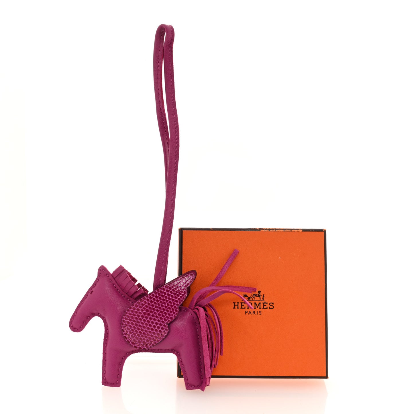 Milo Lambskin Lizard Touch Grigri Rodeo Pegase Horse Bag Charm PM Rose Poupre