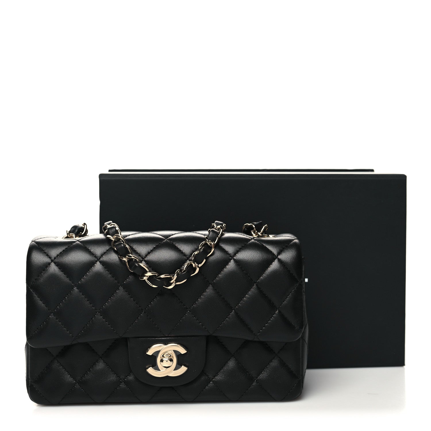 Chanel Lambskin Quilted Mini Rectangular Flap Black 10 of 10