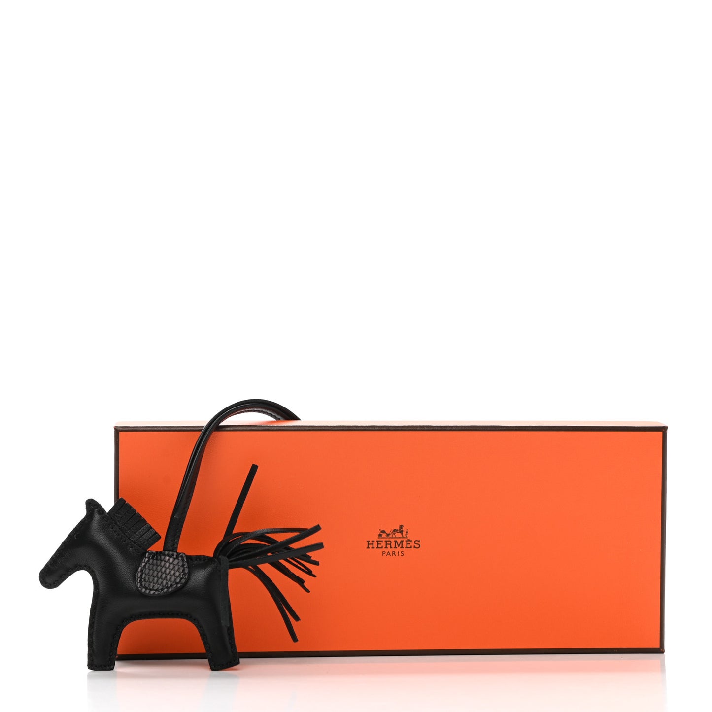 Milo Lambskin Lizard Touch Grigri Rodeo Horse Bag Charm PM So Black