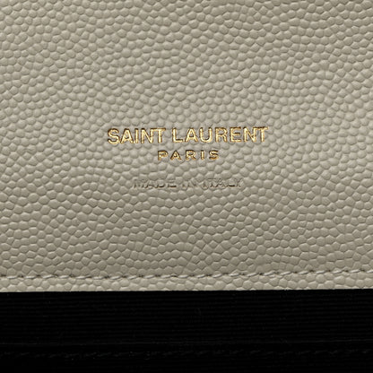 Saint Laurent Grain De Poudre Textured Mixed Matelasse Triquilt Monogram Clutch Blanc Vintage 6 of 7