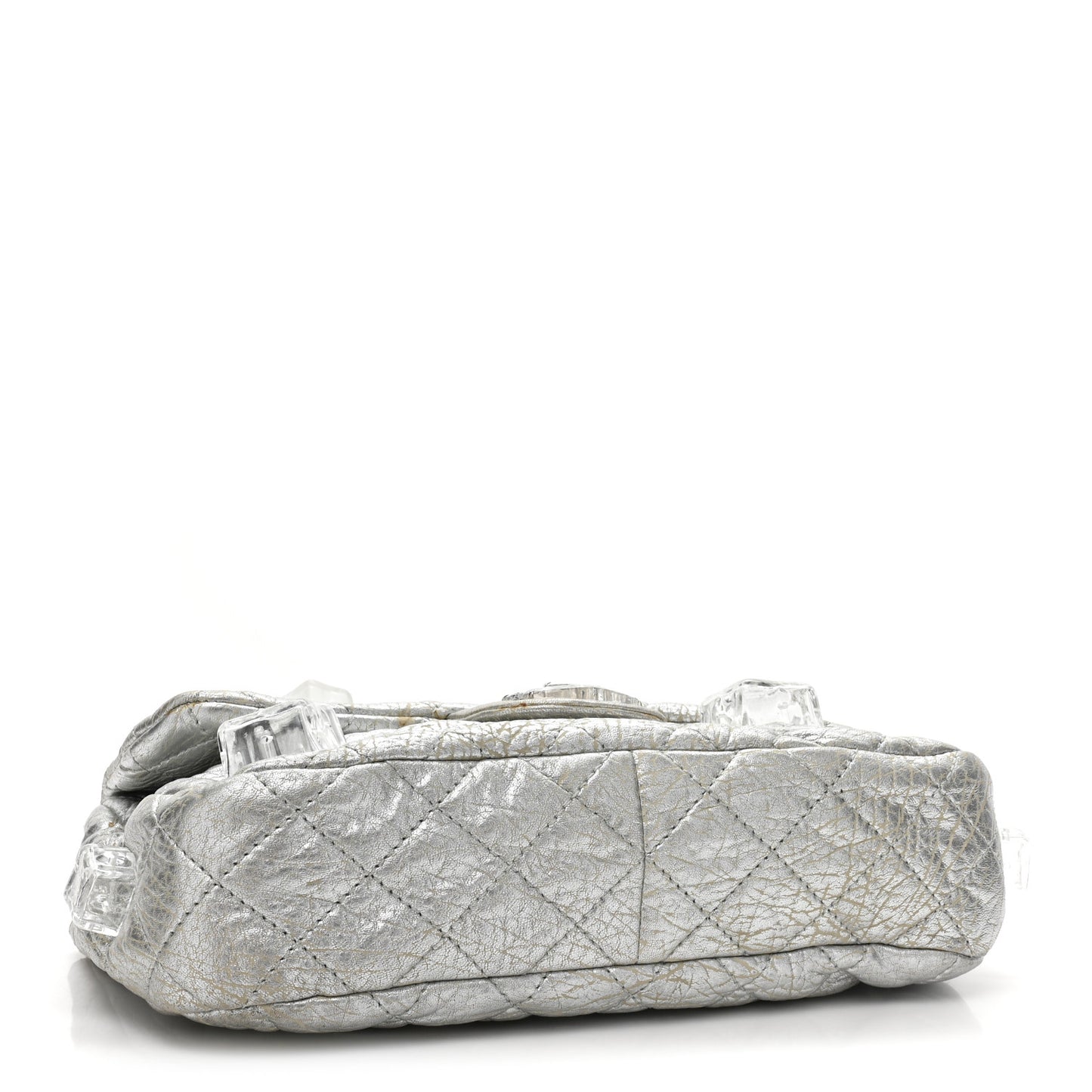 Calfskin Ice Cube On the Rocks Medium Flap Silver