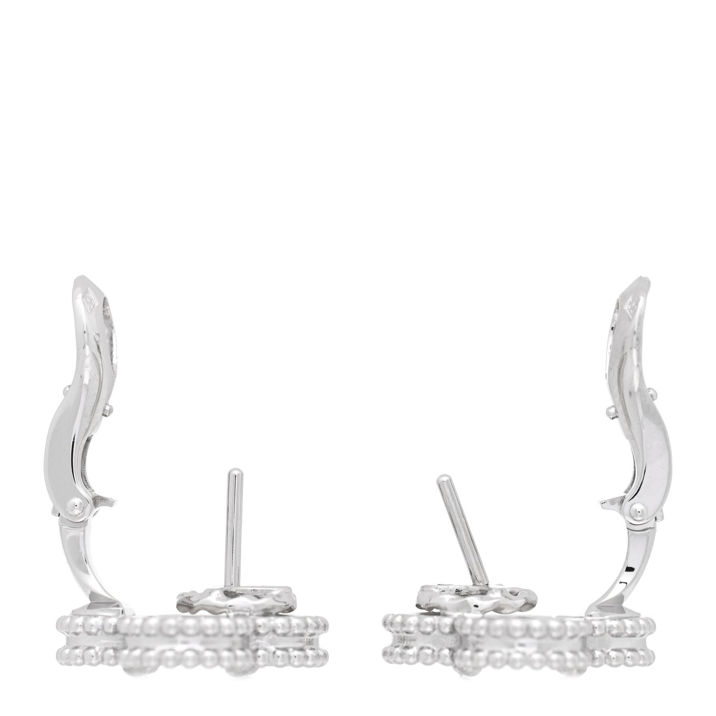 18K White Gold Mother of Pearl Vintage Alhambra Earrings
