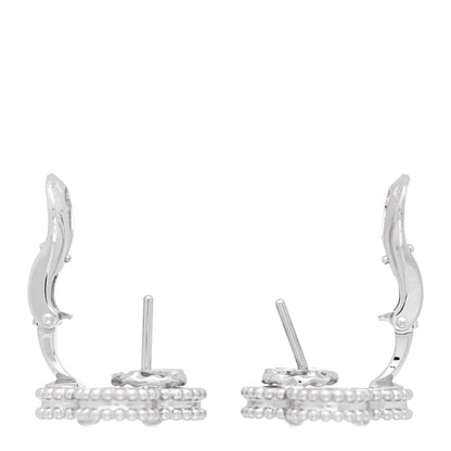 Van Cleef & Arpels 18K White Gold Mother of Pearl Vintage Alhambra Earrings 3 of 5