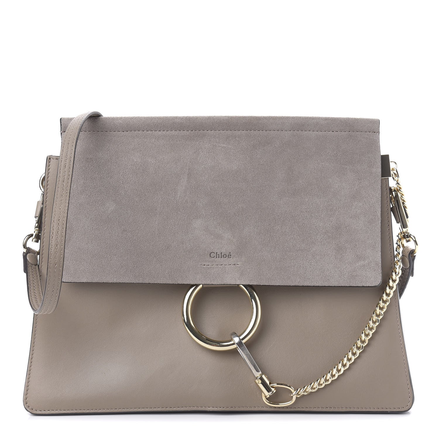 Chloe Calfskin Suede Medium Faye Shoulder Bag Motty Grey 1 of 9