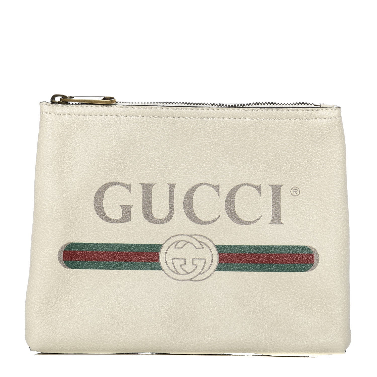 Gucci Pebbled Calfskin Medium Logo Portfolio Clutch White 1 of 7