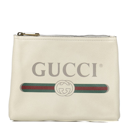 Gucci Pebbled Calfskin Medium Logo Portfolio Clutch White 1 of 7