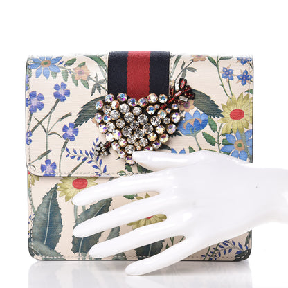 Gucci Calfskin Web Floral Crystal Heart Totem 2 of 15