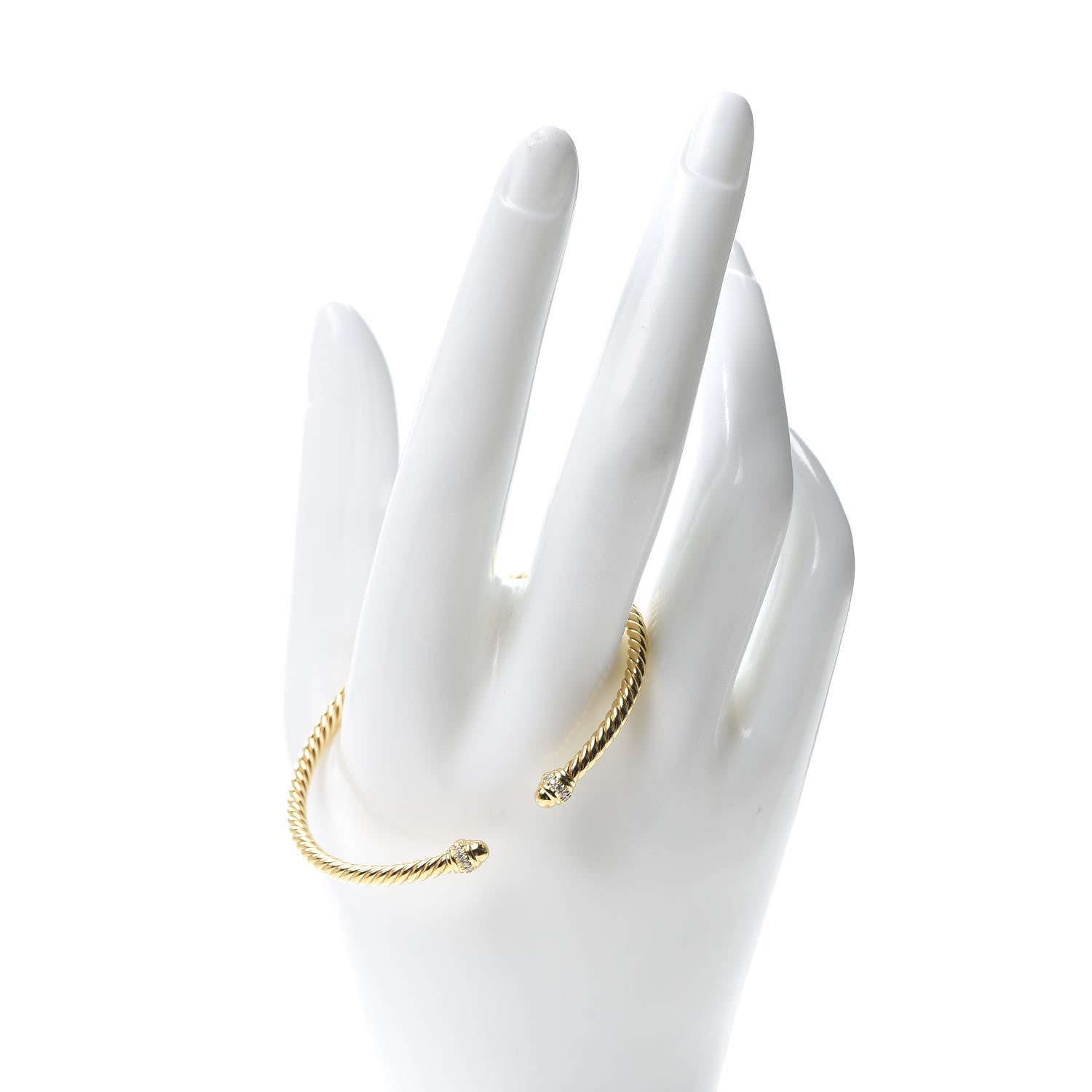 David Yurman 18K Yellow Gold Diamond 3mm Cablespira Bracelet 2 of 6