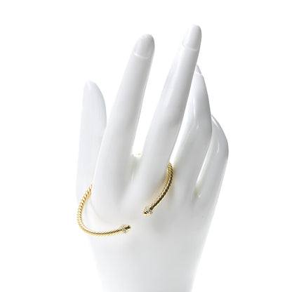 David Yurman 18K Yellow Gold Diamond 3mm Cablespira Bracelet 2 of 6