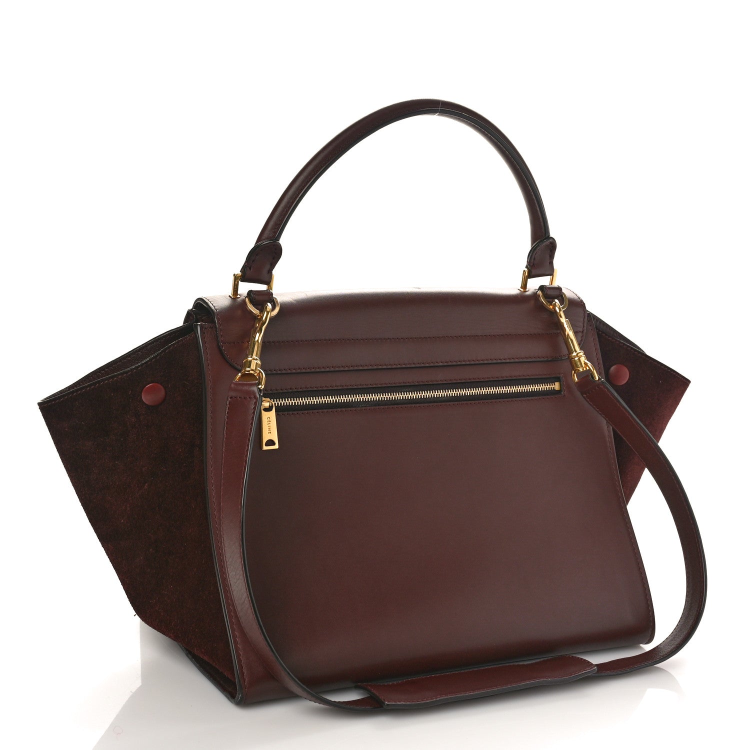 Celine Smooth Calfskin Suede Medium Trapeze Burgundy 2 of 10