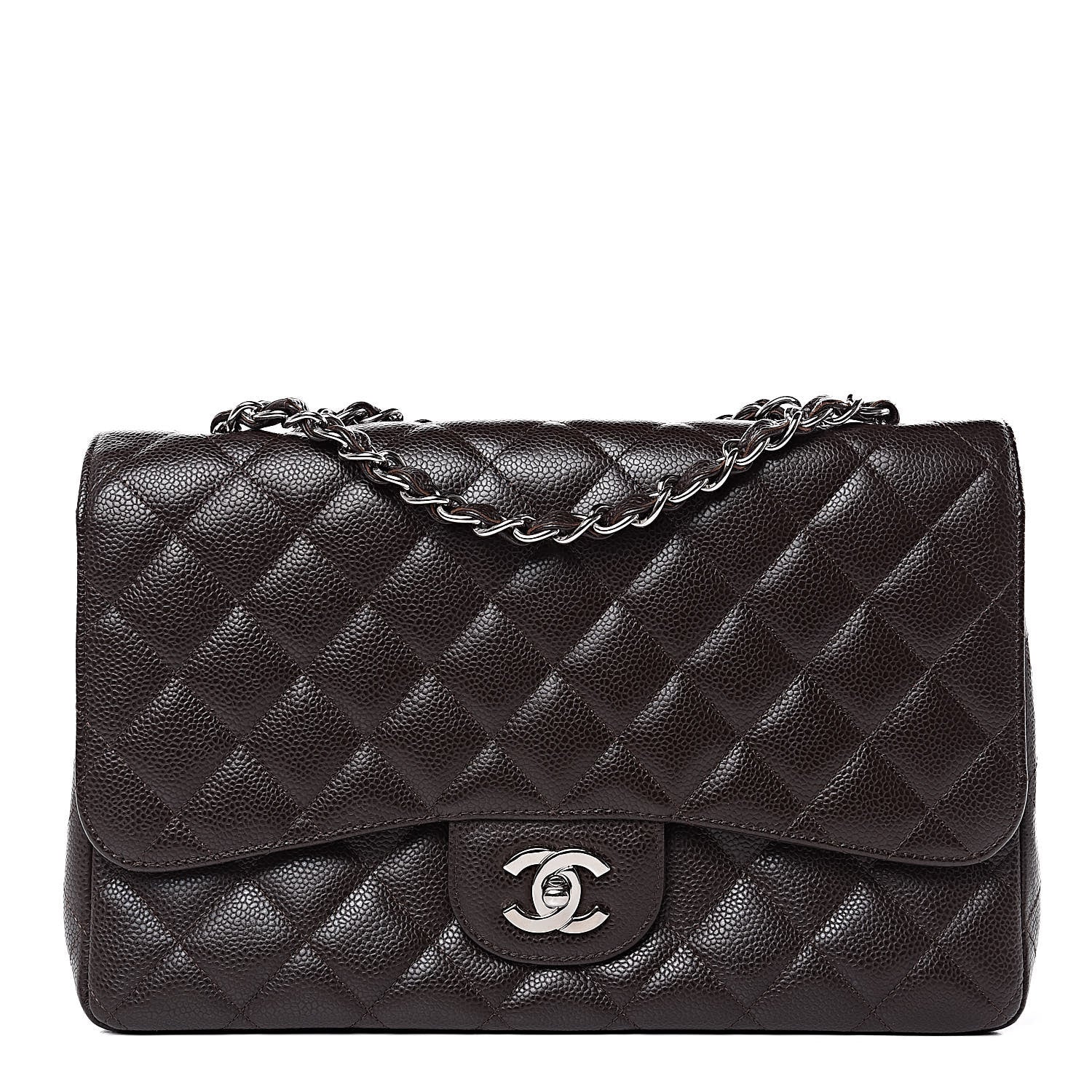 Chanel Caviar Quilted Jumbo Single Flap Dark Brown 1 of 10