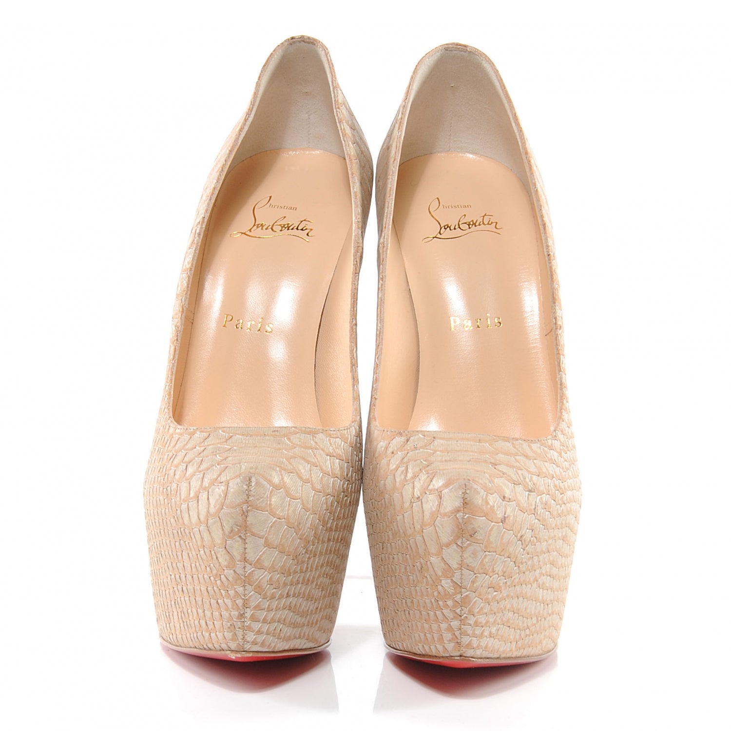 Christian Louboutin Cork Snake Embossed Daffodile 160 Pumps 39 Beige 2 of 6