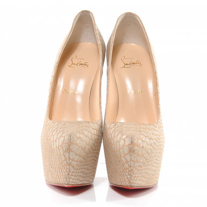 Christian Louboutin Cork Snake Embossed Daffodile 160 Pumps 39 Beige 2 of 6
