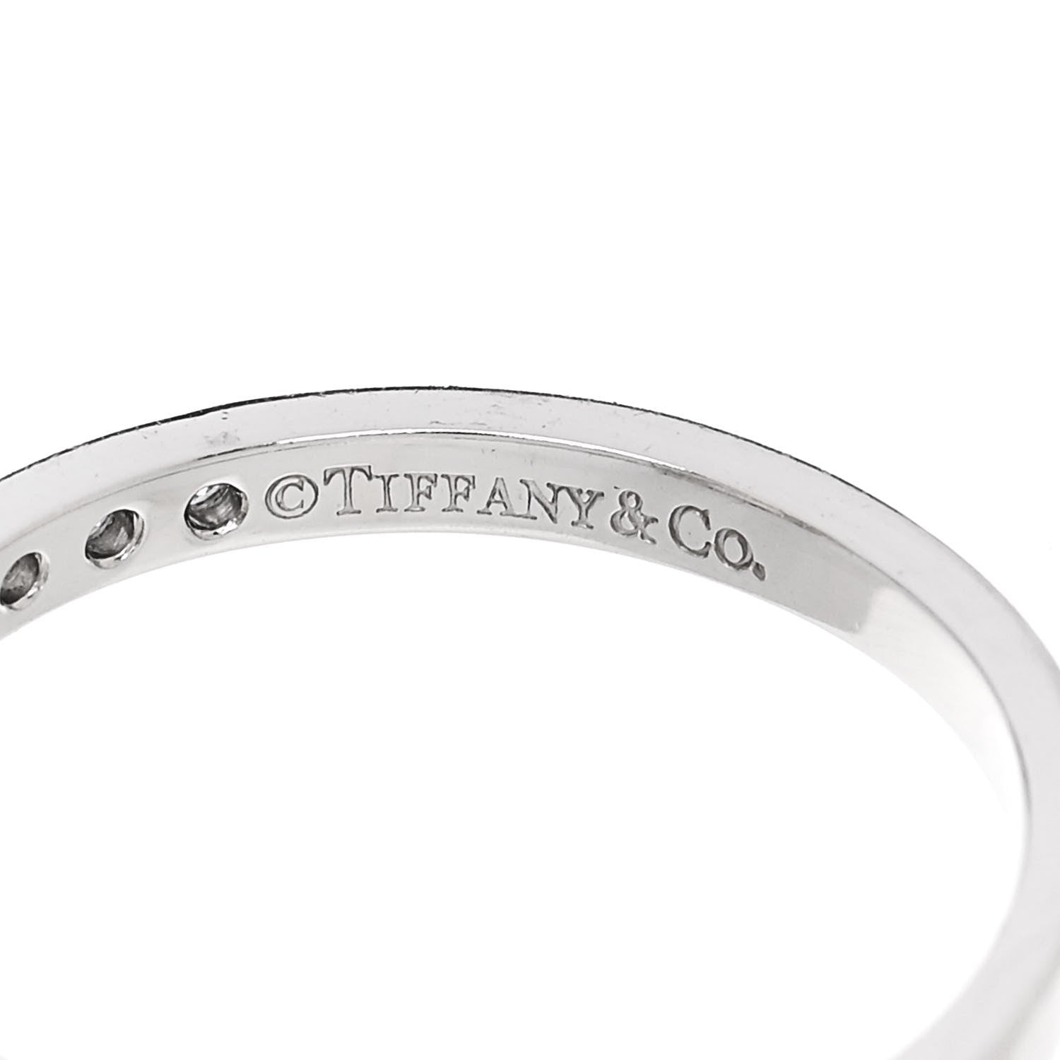 Tiffany Platinum Diamond Square Ring 53 6.5 5 of 5