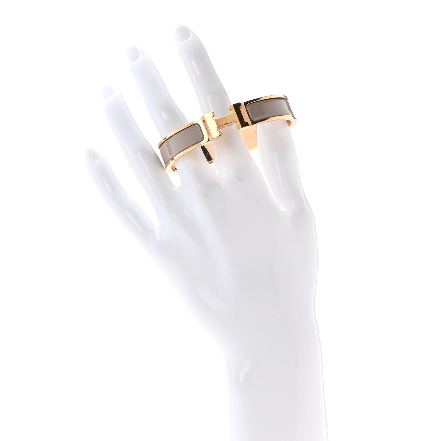 Enamel Narrow Clic Clac H Bracelet GM Marron Glace
