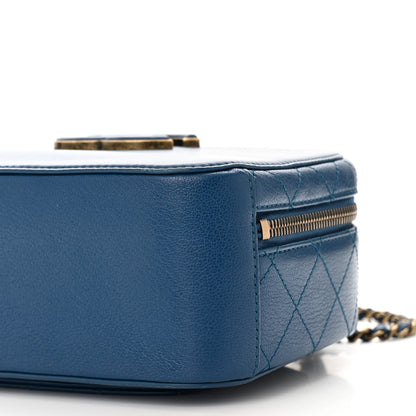 Chanel Shiny Calfskin Goatskin Quilted Small Coco Curve Vanity Blue 10 of 10