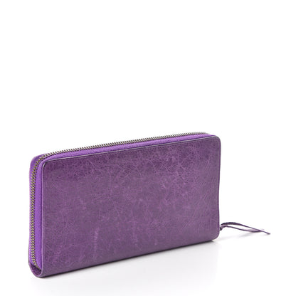 Balenciaga Agneau Classic Hardware Continental Zip Around Wallet Ultraviolet 3 of 7