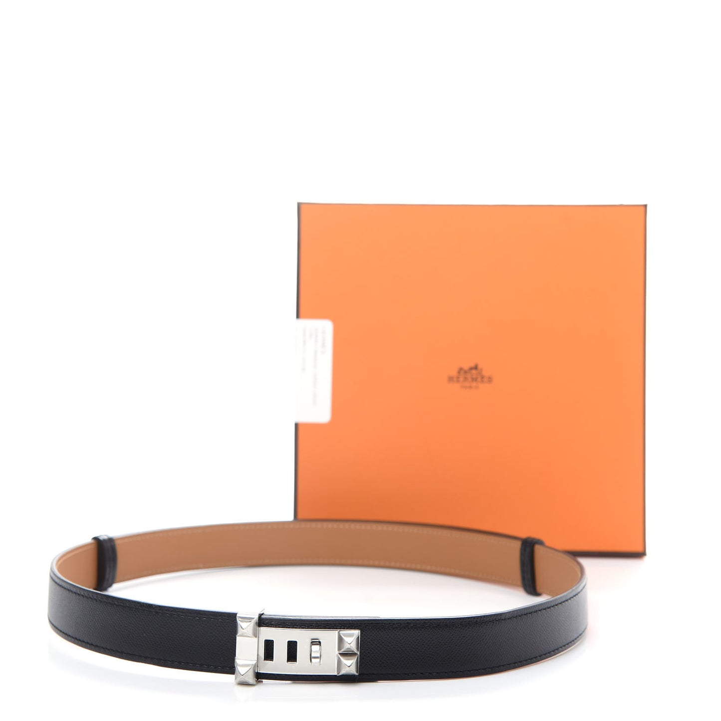 Madame Calfskin 24mm Collier De Chien Belt Black